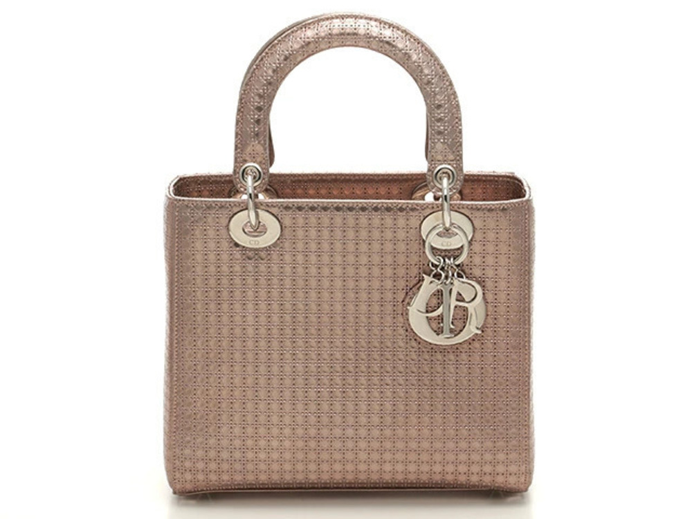 Christian Dior Lady Handbag Metallic Pink